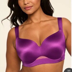 Cacique Women's Fuchsia Purple Lightly Lined Underwire Balconette Bra Size 50F